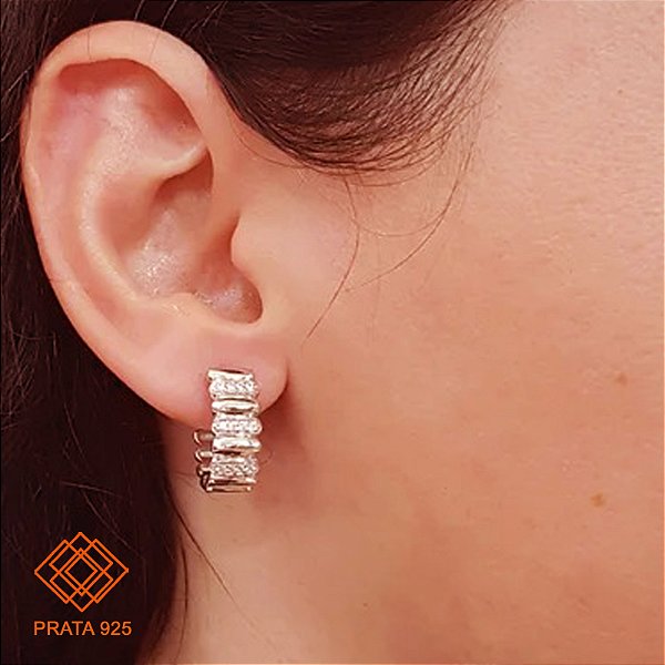 Brinco Prata 925 Zircônias