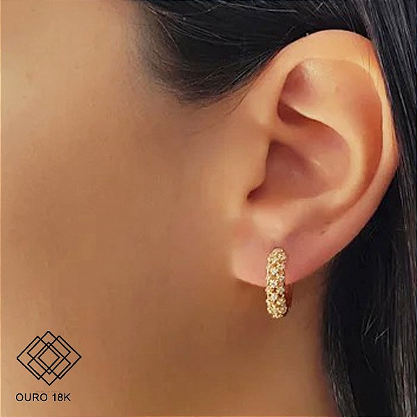 Brinco Argola Ouro 18k Diamante Cultivado