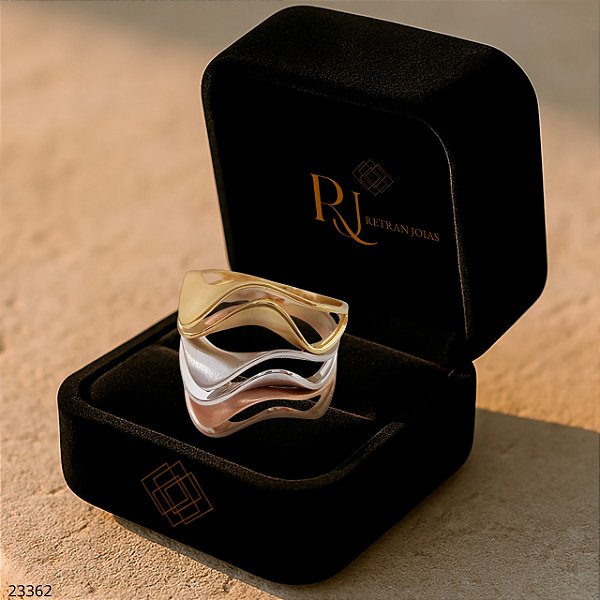 Anel 3 Cores Ouro 18k