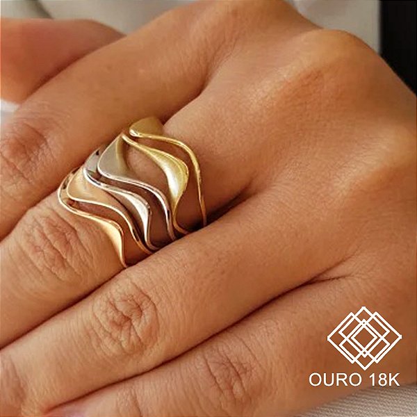 Anel 3 Cores Ouro 18k