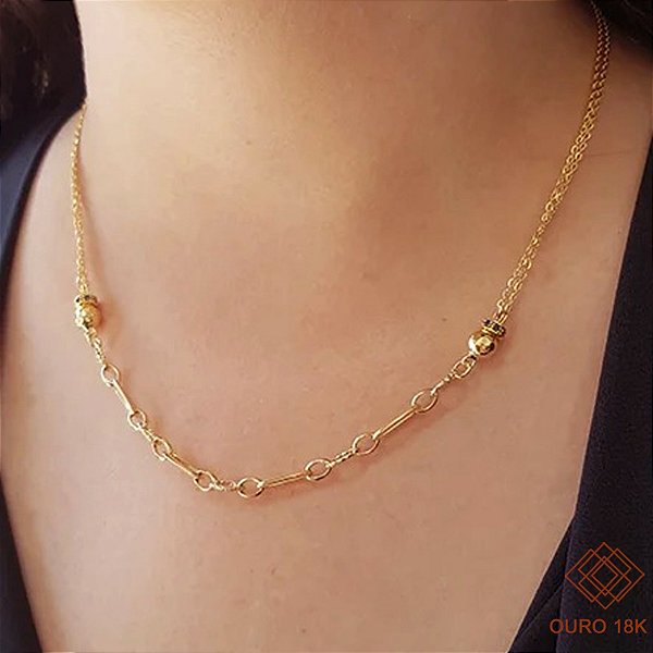 Gargantilha Elos Ouro 18k Zircônia