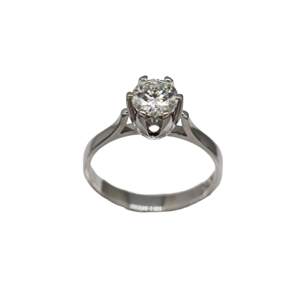 Anel Solitário Ouro Branco 18k Moissanite