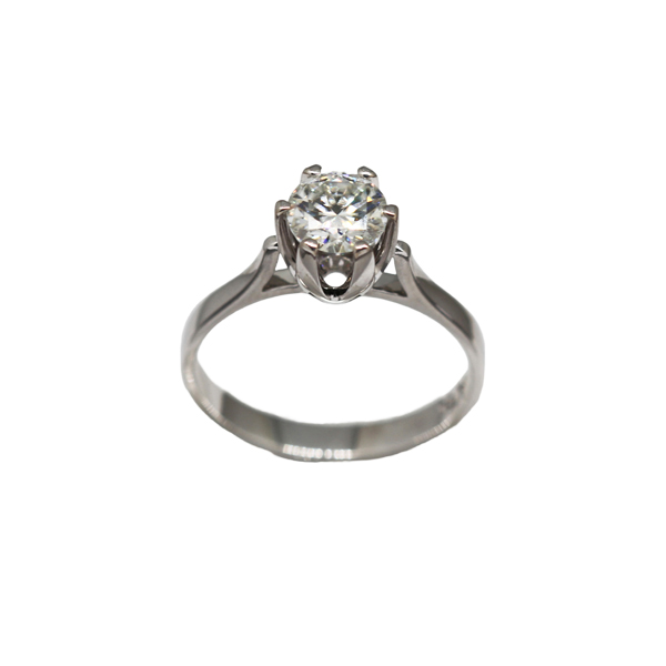 Anel Solitário Ouro Branco 18k Diamante Natural 1 Quilate