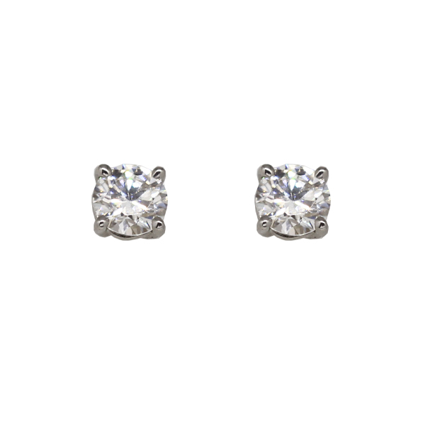 Brinco Ponto de Luz Ouro Branco 18k e Moissanite 6mm