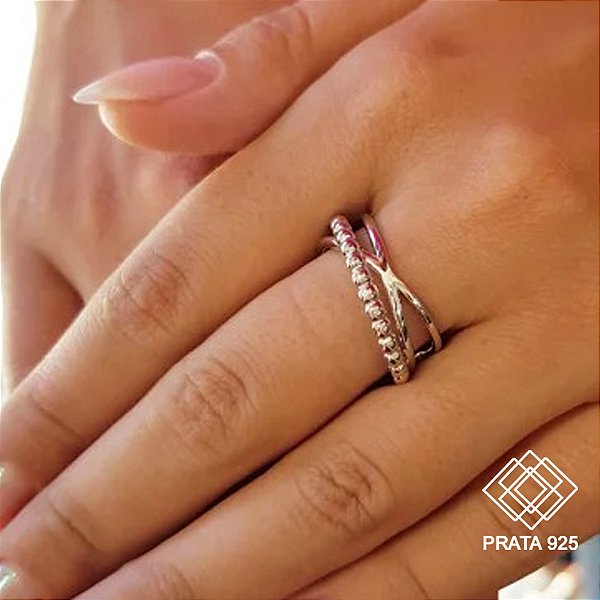 Anel Esferas Prata 925