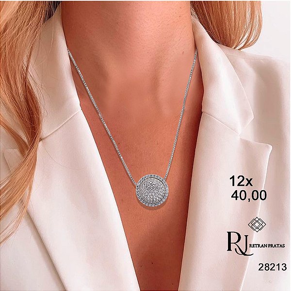 Gargantilha Tríade Prata 925 Zircônia
