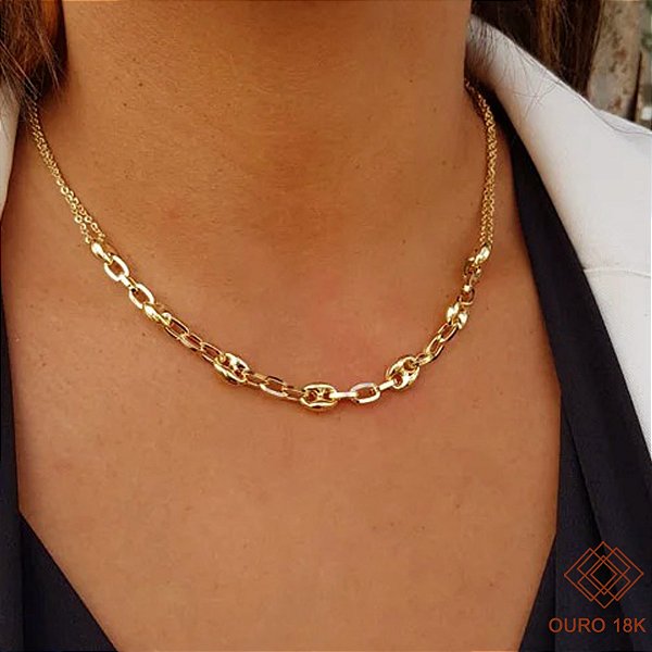 Gargantilha Grão de Café Ouro 18k