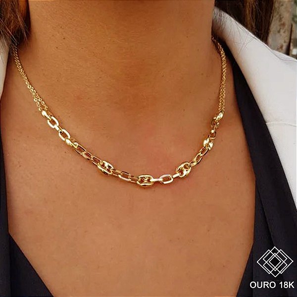 Gargantilha Grão de Café Ouro 18k