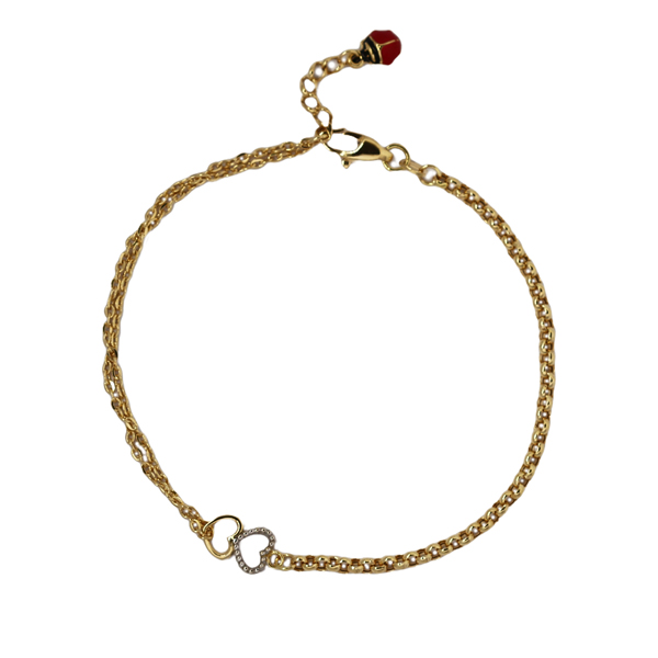 Pulseira Coração e Joaninha Ouro 18k