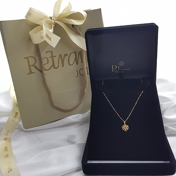 Kit Cordão + Pingente Coração Ouro 18k