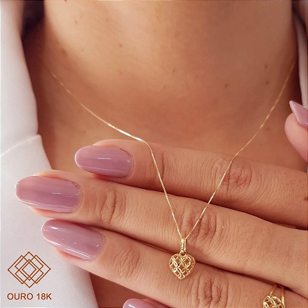 Kit Cordão + Pingente Coração Ouro 18k
