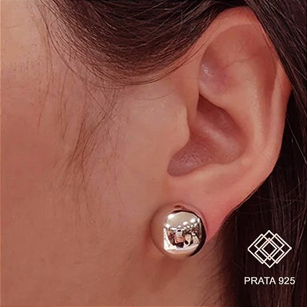 Brinco Meia Bola Prata 925