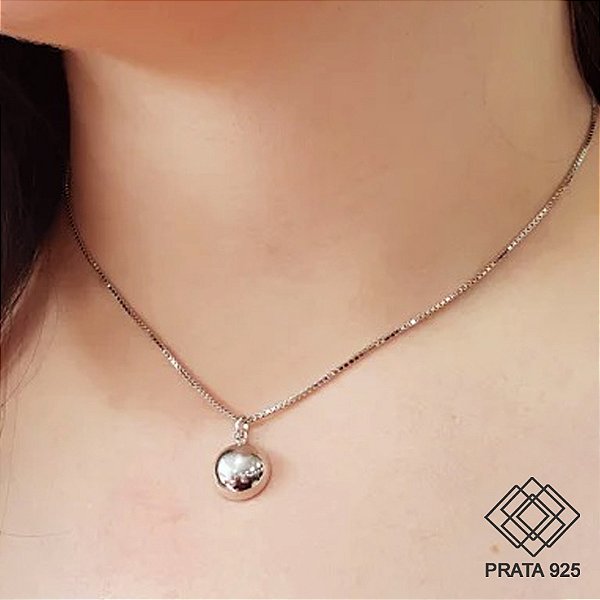 Gargantilha Meia Bola Prata 925