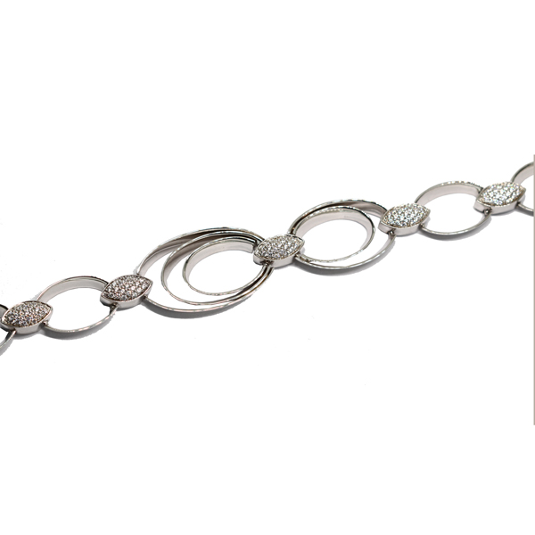 Pulseira 3 Argolas Prata 925 Zircônia