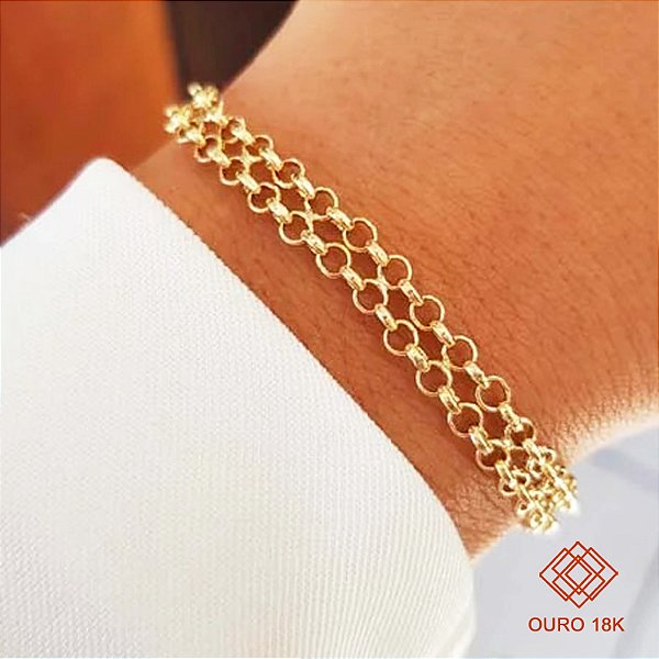 Pulseira Elo Português Dublo Ouro 18k