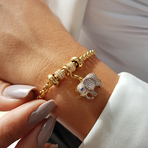 Pulseira Berloque Elefante Ouro 18k