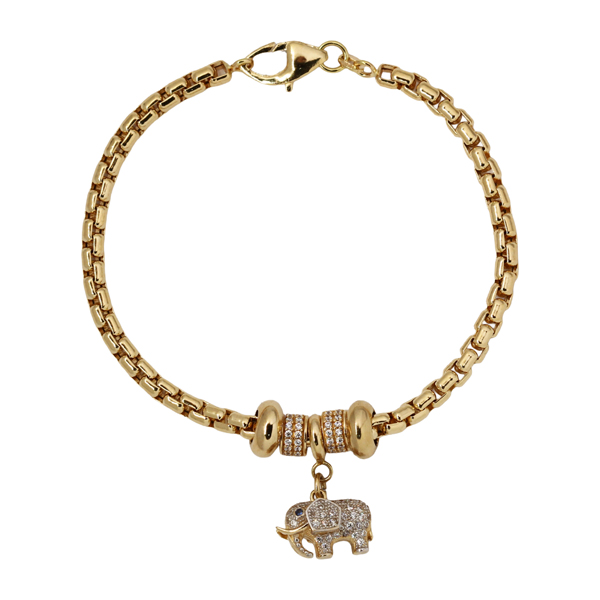 Pulseira Berloque Elefante Ouro 18k