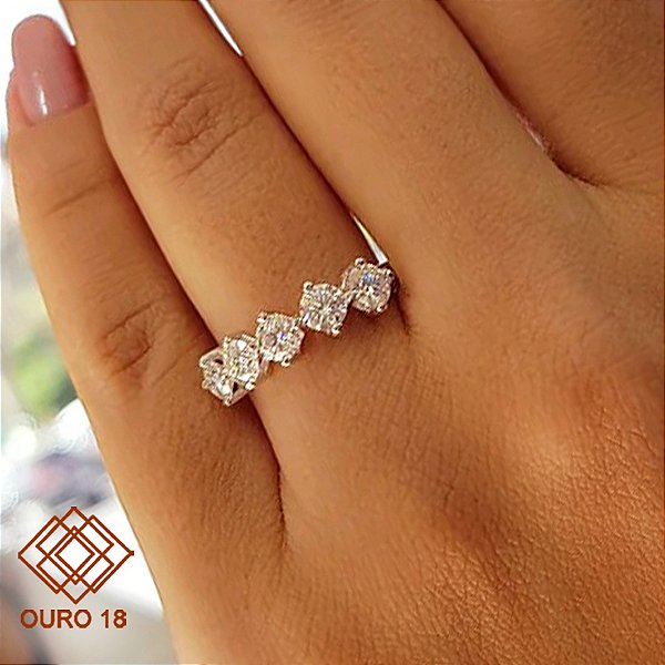 Anel Aparador Ouro Branco 18K Diamante Cultivado - 1,75 Quilates