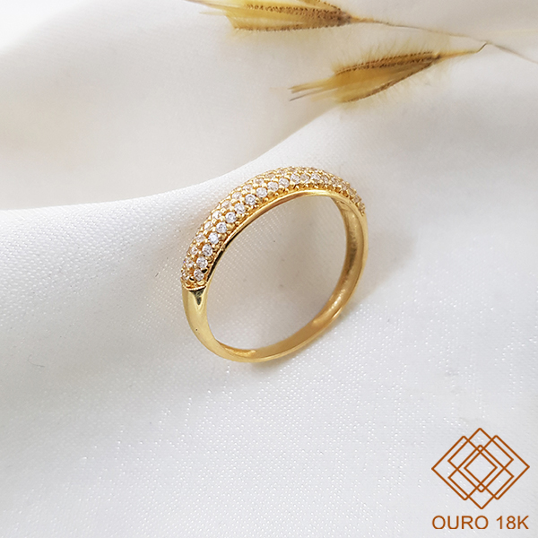 Anel Aparador Ouro 18k Zircônia