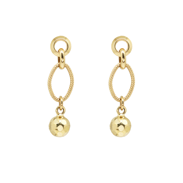 Brinco Elos com Esfera Ouro 18k