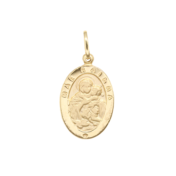 Pingente Medalha Mãe Rainha Ouro 18k