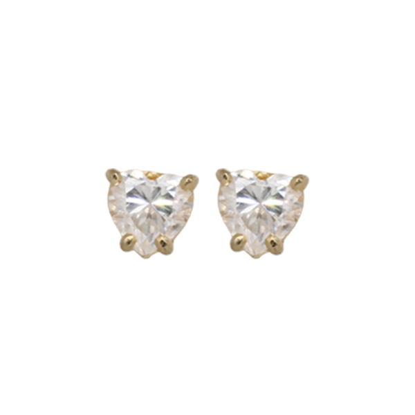 Brinco Coração Ouro 18k Moissanite