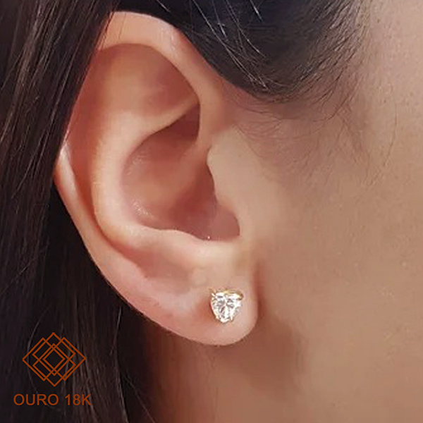 Brinco Coração Ouro 18k Brilhante Moissanite 94Pts