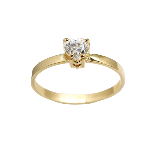 Anel Solitário Coração Ouro 18k e Moissanite