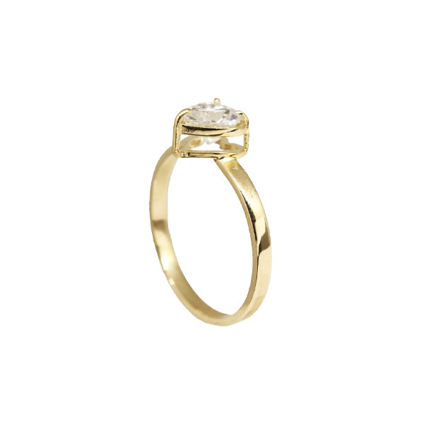 Anel Solitário Coração Ouro 18k e Moissanite