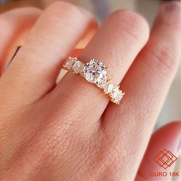 Anel Solitário Ouro 18k - Brilhante Moissanite 3,2 Quilates