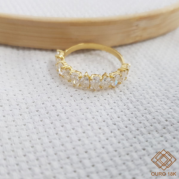 Anel Aparador Navetes Ouro 18k Brilhante Moissanite 1,87 Quilates