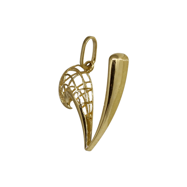 Pingente Letra V Filigrana Ouro 18k