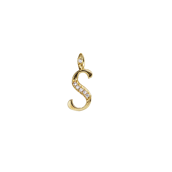 Pingente Letra S Ouro 18k Zircônia