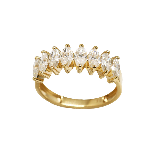 Anel Navetes Ouro 18k Moissanite