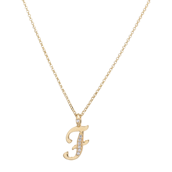 Kit Cordão Elo Português Ouro 18k + Pingente Letra F Ouro 18k