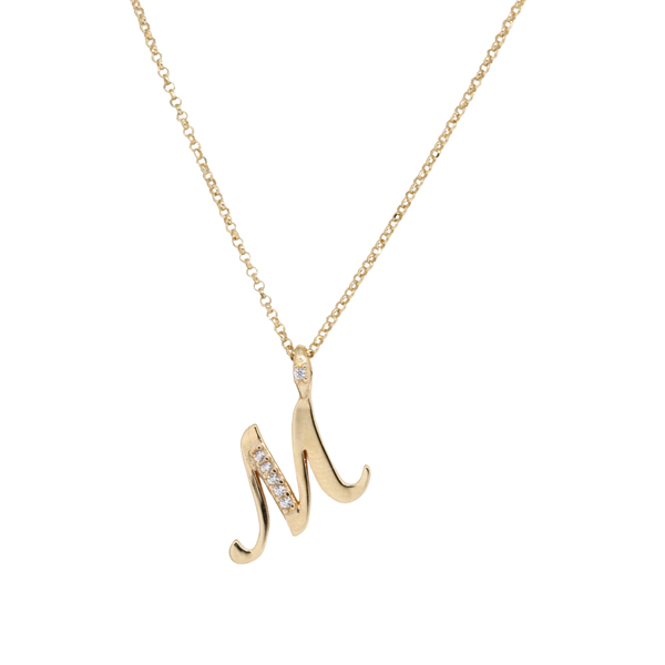 Kit Cordão Elo Português Ouro 18k + Pingente Letra M Ouro 18k