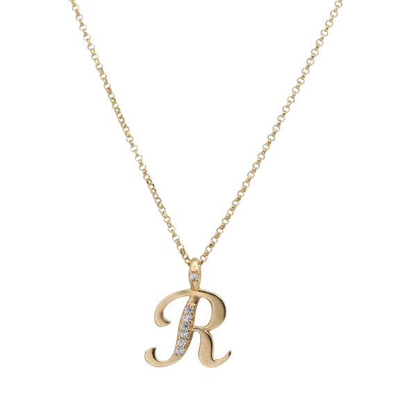 Kit Cordão Elo Português Ouro 18k + Pingente Letra R Ouro 18k