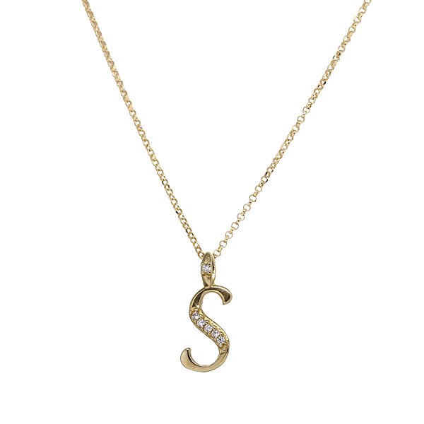 Kit Cordão Elo Português Ouro 18k + Pingente Letra S Ouro 18k