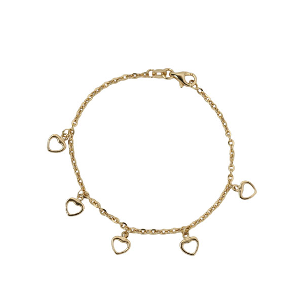 Pulseira Infanto-Juvenil Corações Ouro 18k