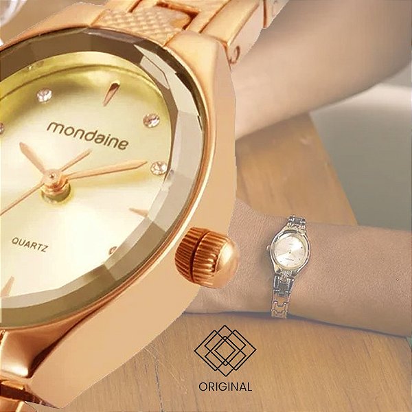 Relógio Mondaine Feminino Oval Dourado 32935lpmvdm1