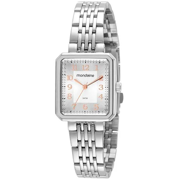 Relógio Mondaine Feminino Quadrado Casual Prata 32358l0mvne2