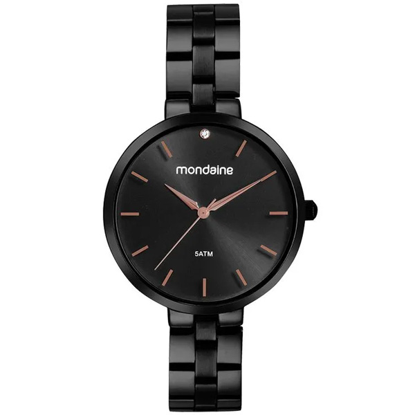 Relógio Feminino Minimalista Cristal Preto 32670lpmvpe3