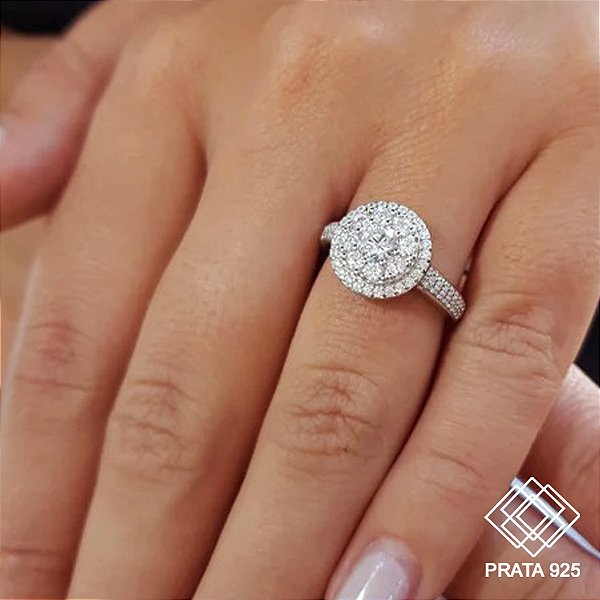 Anel Chuveiro Prata 925 Zircônias