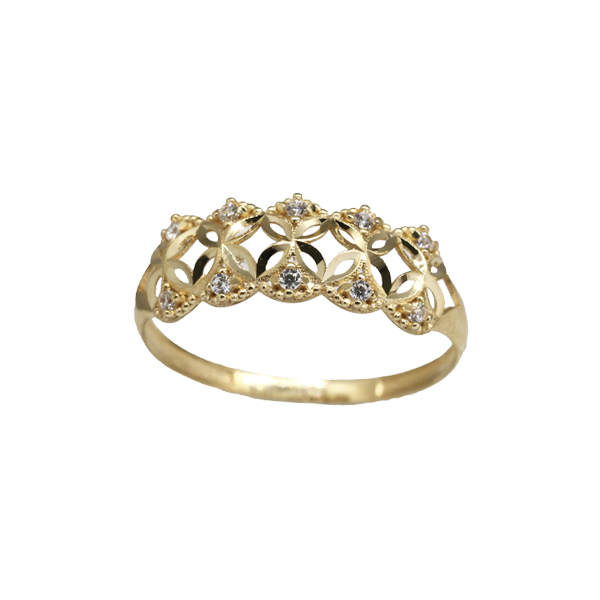 Anel Diamantado Zircônias Ouro 18k