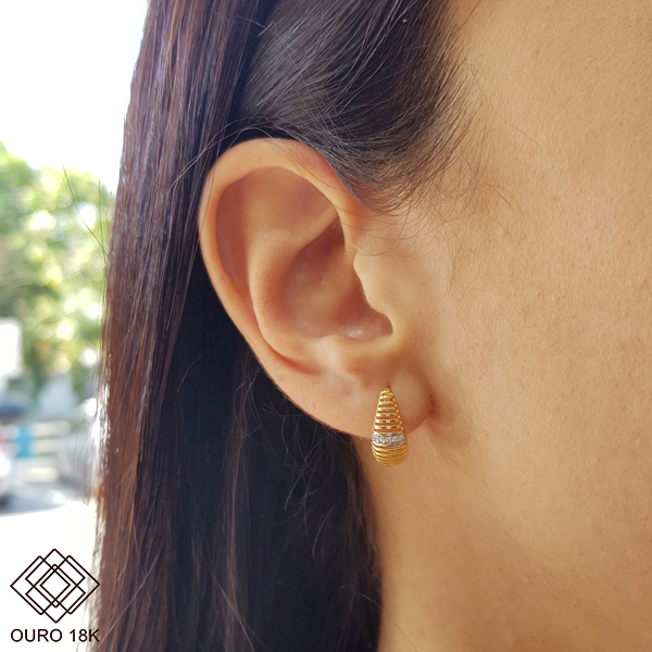 Brinco Argola Ouro 18k Zircônia