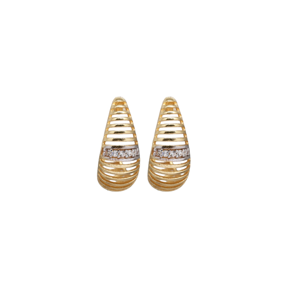 Brinco Meia Argola Ouro 18k Zircônia