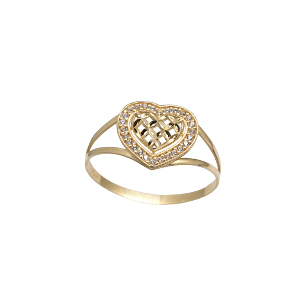 Anel Coração Diamantado Ouro 18k Zircônia