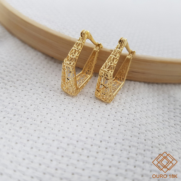 Brinco Argola Filigrana Ouro 18k