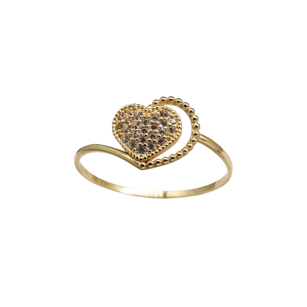 Anel Coração Esferas Ouro 18k Zircônias