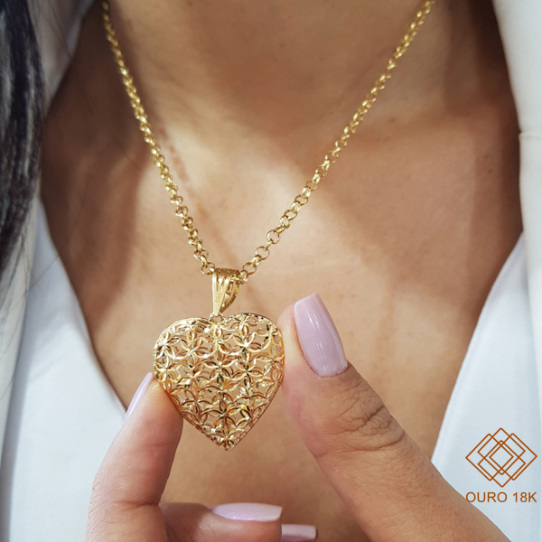 Pingente Coração Diamantado Ouro 18k